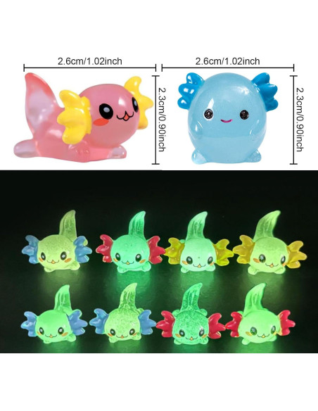 60 Mini Figuras Axolotl Brillantes en la Oscuridad - YHCHLHFF