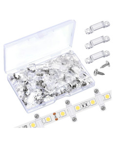 Soportes de Montaje Qunclay para Tiras LED 12 mm - 100 Clips Transparentes