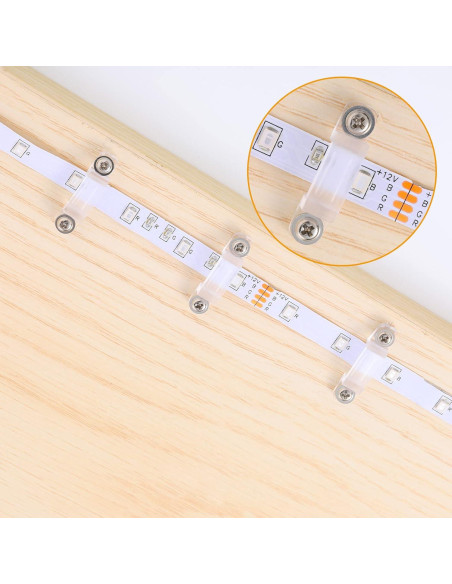 Soportes de Montaje Qunclay para Tiras LED 12 mm - 100 Clips Transparentes