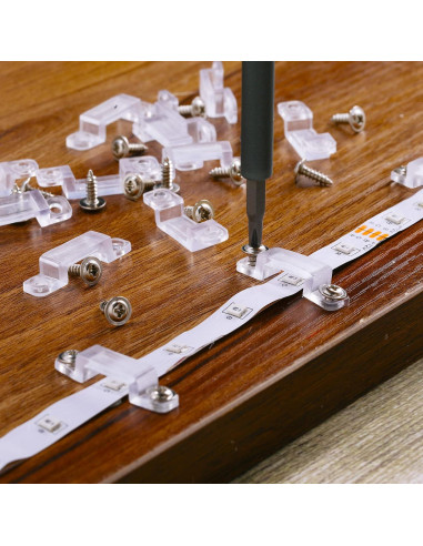 Soportes de Montaje Qunclay para Tiras LED 12 mm - 100 Clips Transparentes