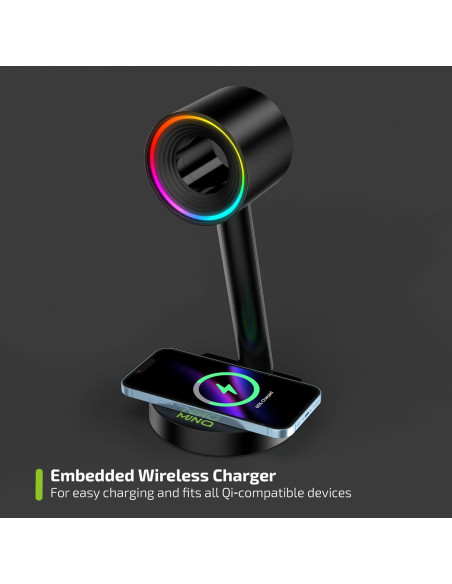Soporte para Auriculares RGB MinQ con Carga Inalámbrica Qi