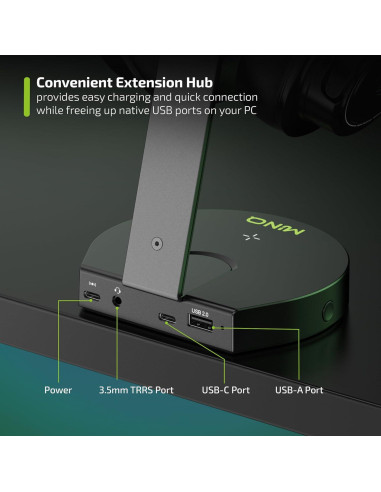 Soporte para Auriculares RGB MinQ con Carga Inalámbrica Qi