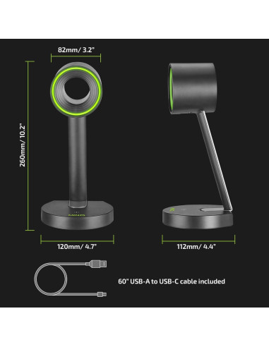 Soporte para Auriculares RGB MinQ con Carga Inalámbrica Qi