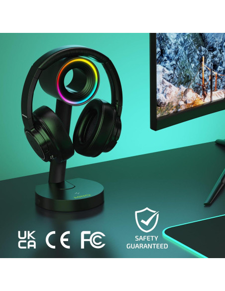 Soporte para Auriculares RGB MinQ con Carga Inalámbrica Qi