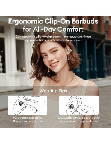 Auriculares Inalámbricos PAXA Clipbuds715 Plata 50H Bluetooth 5.4