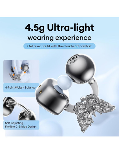 Auriculares Inalámbricos PAXA Clipbuds715 Plata 50H Bluetooth 5.4