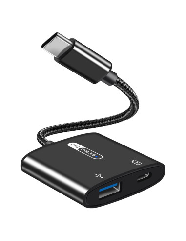 Adaptador USB C OTG con carga 60W Azddur - Negro