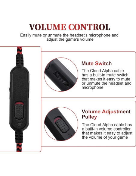 Cable de audio trenzado Hizsoaor 1.98m 3.5mm para HyperX y Logitech