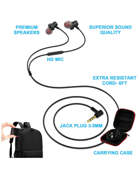 Auriculares Jelanry 3.5mm con micrófono y cancelación de ruido Auriculares Jelanry 3.5mm con micrófono y cancelación de ruido