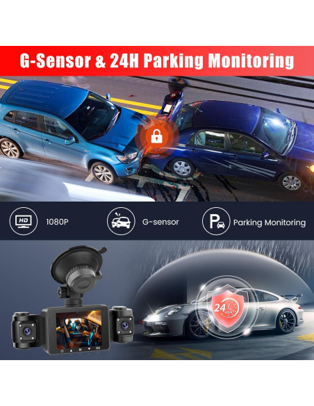 Cámara Dash 360 4 Canales Fuluku 1080P con Tarjeta 64GB