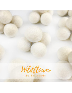 Pompones de Fieltro Natural Blancos 50 unidades - Flor Silvestre 2