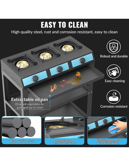 Estufa de Gas Portátil forimo JK-333-C 3 Quemadores 40000 BTU