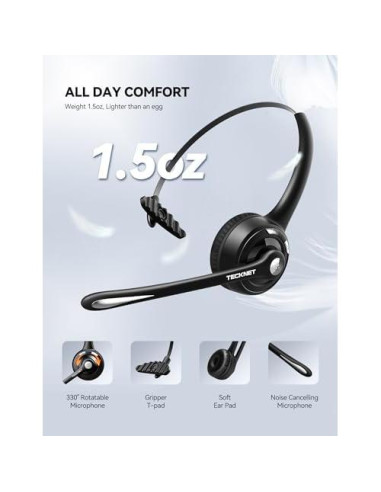 Auricular Inalámbrico TECKNET HS004 Bluetooth 5.2 con Micrófono