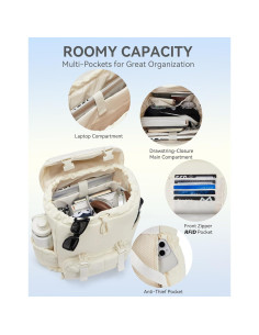 Mochila Puffer BOSTANTEN Beige para Laptop 15.6" Resistente al Agua 2