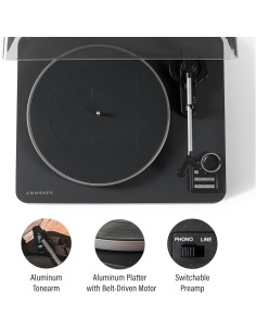 Tocadiscos Bluetooth Automático Crosley C300A-BK 2 Velocidades 2