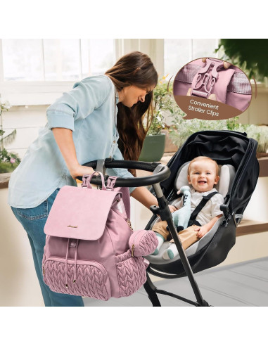 Mochila para Pañales LOVEVOOK Rosa 21L Resistente al Agua