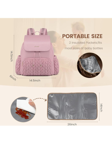 Mochila para Pañales LOVEVOOK Rosa 21L Resistente al Agua