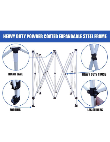 Carpa GigaTent Clásico 3x3m Altura Ajustable 330cm Blanca