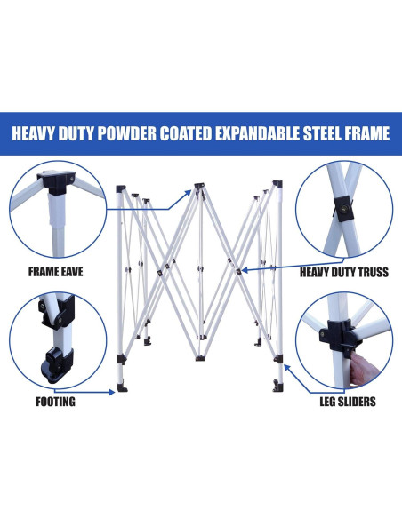 Carpa GigaTent Clásico 3x3m Altura Ajustable 330cm Blanca