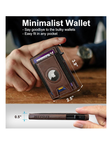 Billetera Airtag para hombres con bloqueo RFID - Minimalista 7-9 tarjetas
