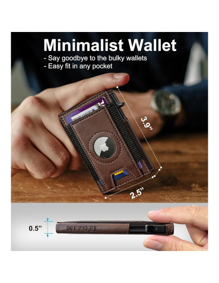 Billetera Airtag para hombres con bloqueo RFID - Minimalista 7-9 tarjetas