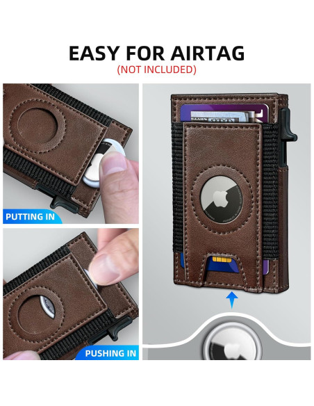 Billetera Airtag para hombres con bloqueo RFID - Minimalista 7-9 tarjetas