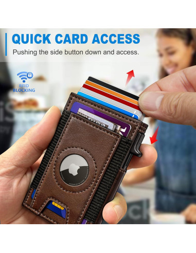 Billetera Airtag para hombres con bloqueo RFID - Minimalista 7-9 tarjetas