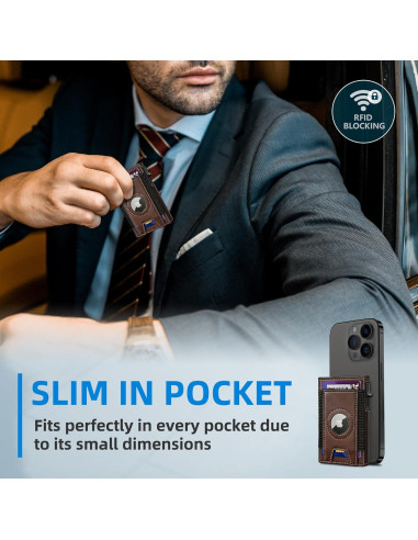 Billetera Airtag para hombres con bloqueo RFID - Minimalista 7-9 tarjetas