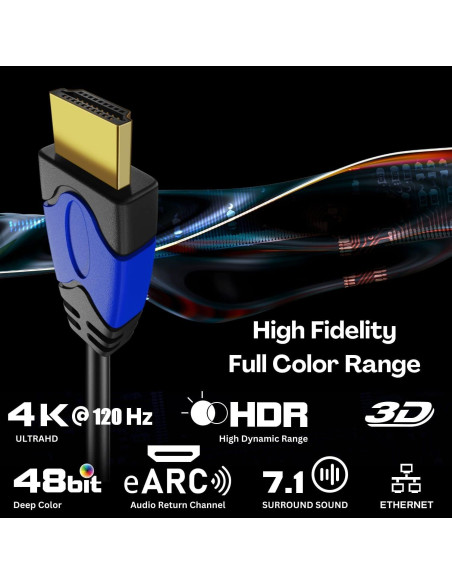 Cable HDMI 4K TNP 4.57m Ángulo Derecho 270 Grados 18Gbps