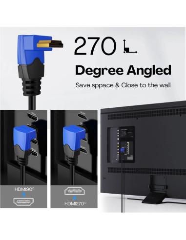 Cable HDMI 4K TNP 4.57m Ángulo Derecho 270 Grados 18Gbps