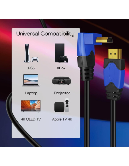 Cable HDMI 4K TNP 4.57m Ángulo Derecho 270 Grados 18Gbps
