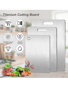 Juego de tablas de cortar de titanio Genérico 3 piezas 38.1x27.9 cm 2