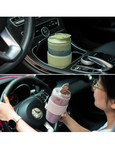 Taza de Café de Viaje TaoTaojarvie Cerámica 0.47 L Verde Claro