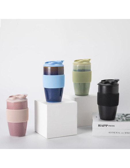 Taza de Café de Viaje TaoTaojarvie Cerámica 0.47 L Verde Claro