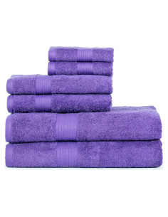 Juego de Toallas de Lujo Ample Decor 100% Algodón 6 Piezas Morado