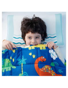 Manta con peso Insugar para niños 91x122cm dinosaurio azul