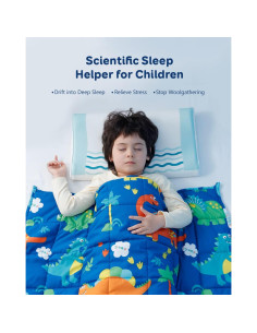 Manta con peso Insugar para niños 91x122cm dinosaurio azul 2