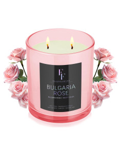Vela Aromática de Cera de Soja Rosa Búlgara 255 g Doble Mecha