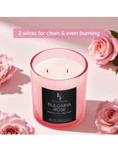 Vela Aromática de Cera de Soja Rosa Búlgara 255 g Doble Mecha 2
