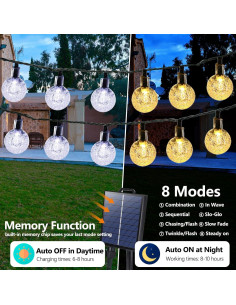 Luces de Cadena Solares Joomer 100LED 20M Blanco Cálido 2