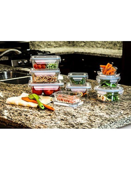 Juego de Contenedores de Vidrio Glasslock 18 Piezas Apto Horno Juego de Contenedores de Vidrio Glasslock 18 Piezas Apto Horno