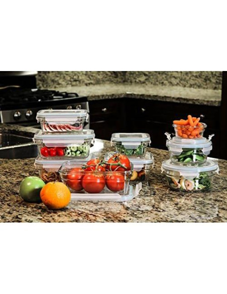 Juego de Contenedores de Vidrio Glasslock 18 Piezas Apto Horno Juego de Contenedores de Vidrio Glasslock 18 Piezas Apto Horno