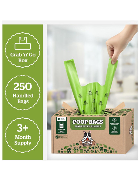 Bolsas Compostables Pogi para Desechos de Mascotas - 250 Unidades