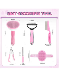 Kit de Cepillos para Perros Lanswood 6 Piezas Rosa 2