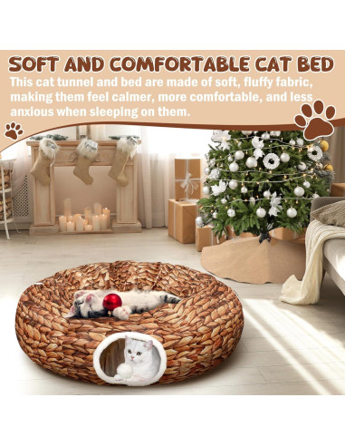 Cueva Donut para Gatos Soulchen Navidad 91x91x25cm Marrón