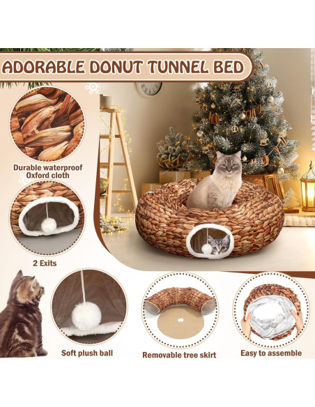 Cueva Donut para Gatos Soulchen Navidad 91x91x25cm Marrón