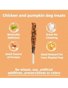 Golosinas Dentales para Perros HEYISME Pollo y Calabaza 400g 2