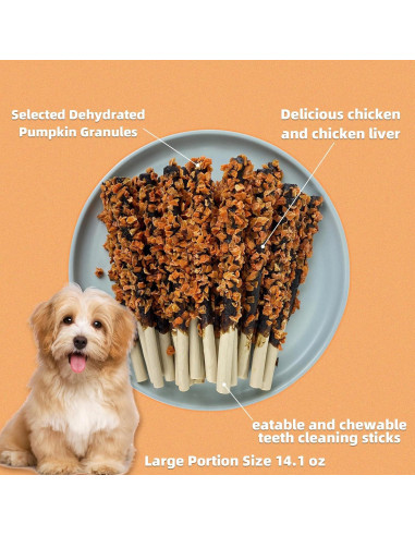 Golosinas Dentales para Perros HEYISME Pollo y Calabaza 400g