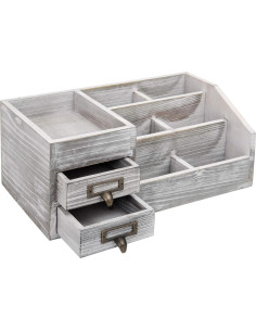 Organizador de Escritorio de Madera Rústica VERGOODR con 6 Compartimentos 2