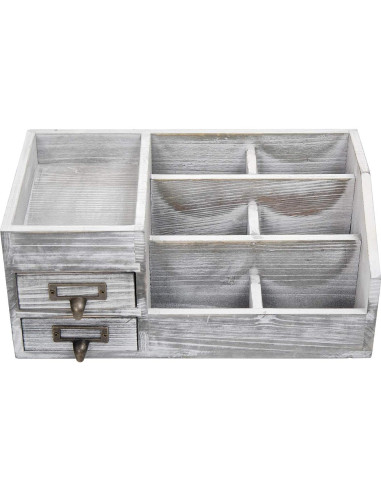 Organizador de Escritorio de Madera Rústica VERGOODR con 6 Compartimentos